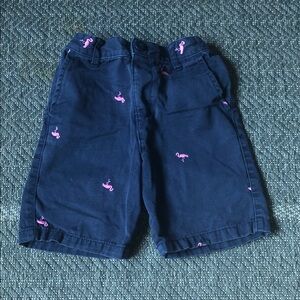 The Children's Place Navy Shorts with Pink Flamingo Embroideries